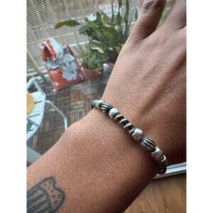 Leather and Sterling Bead Bracelet with Toggle Clasp
